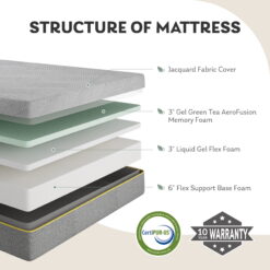 MLILY Ego Gray 12 inch Queen Size Mattress, Gel Memory Foam Mattress in a Box