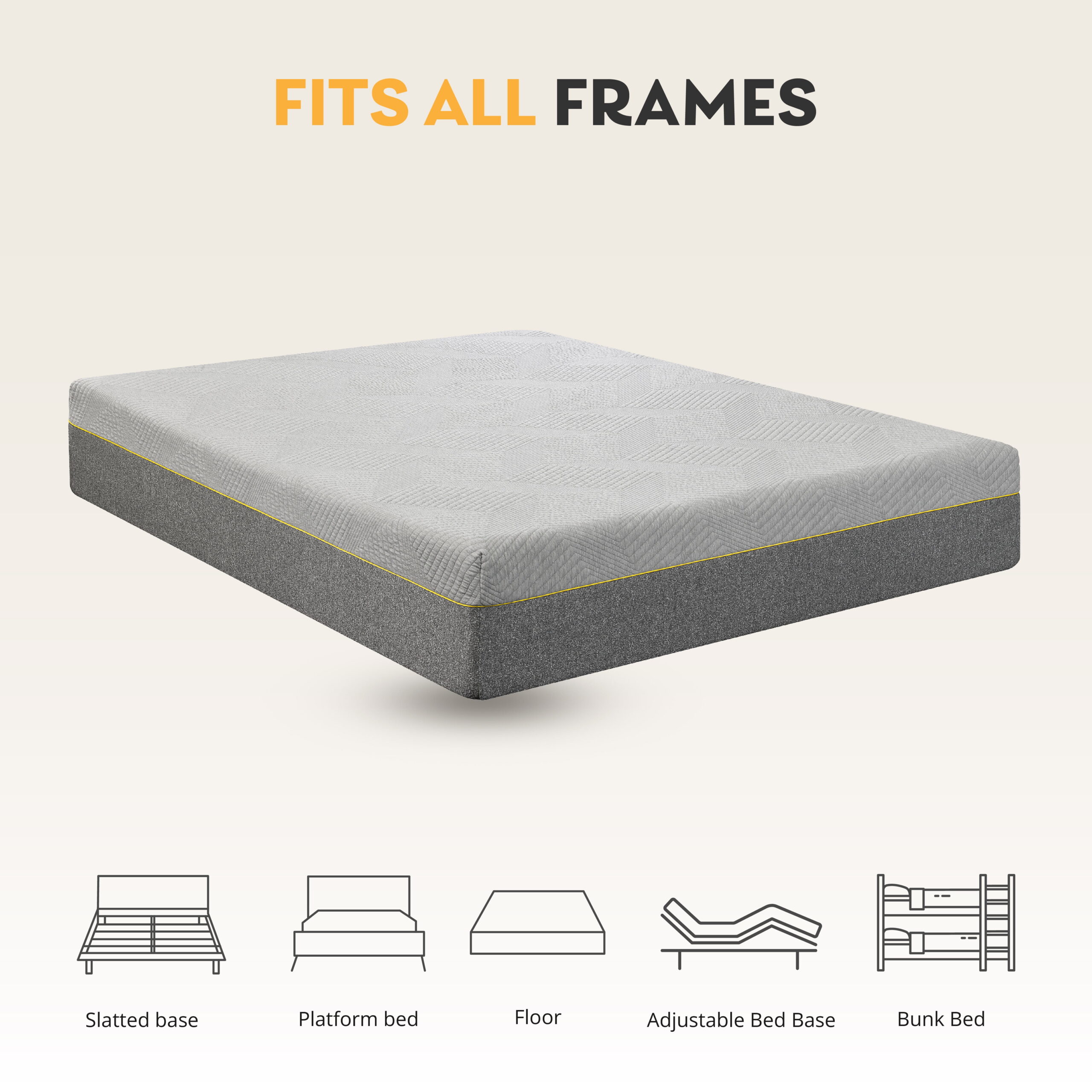 MLILY Ego Gray 12 inch Queen Size Mattress, Gel Memory Foam Mattress in a Box