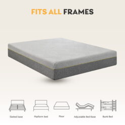 MLILY Ego Gray 12 inch King Size Mattress, Gel Memory Foam Mattress in a Box