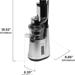 Omega Wide Mouth Juicer Compact Vertical Cold Press Vegetable and Fruit Juice Extractor, Black