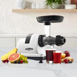 Omega Cold Press Juicer Machine, Vegetable and Fruit Juice Extractor and Nutrition System, Silver