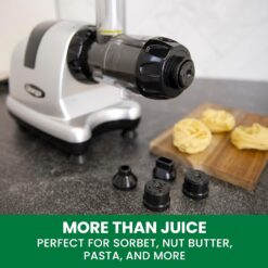 Omega Cold Press Juicer Machine, Vegetable and Fruit Juice Extractor and Nutrition System, Silver