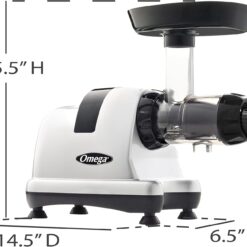 Omega Masticating Juicer, Cold Press Juicer Machine For Celery with Adjustable Dial, 200-Watts, Silver