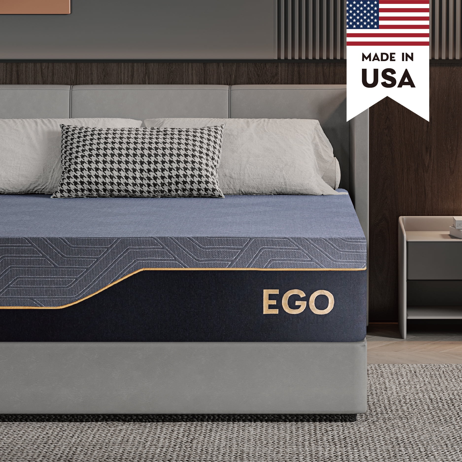 Mlily Ego Black 14 inch Cal King Memory Foam Mattress, Gel Mattress in a Box, Medium