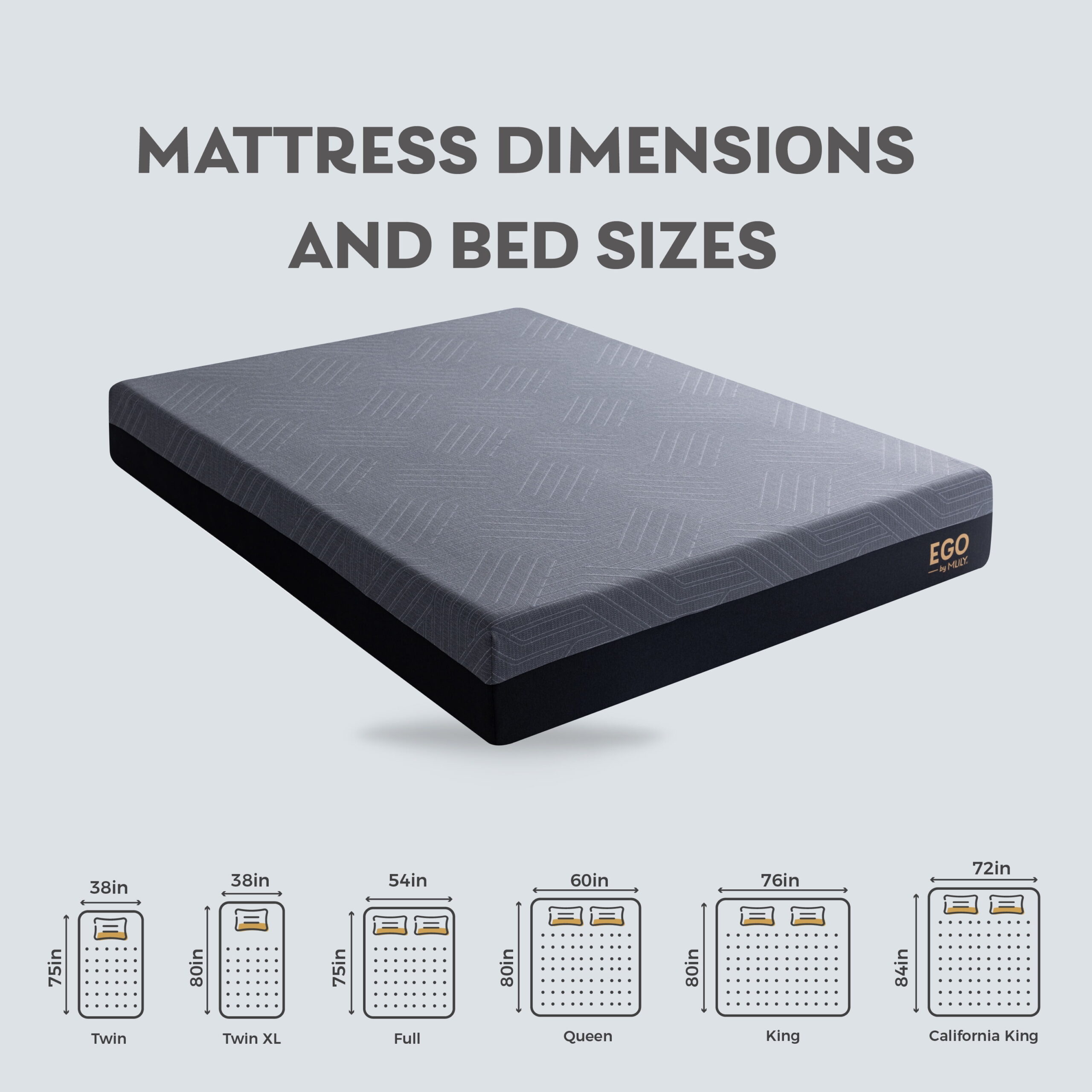 MLILY Ego Black 10 inch Gel Memory Foam Mattress, Queen Mattress in a Box, Medium