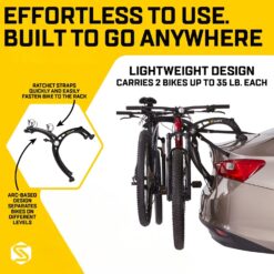 Saris Bones EX 2-Bike Trunk Rack Bicycle Carrier, Durable, Rust-Free, Anti-Sway Straps