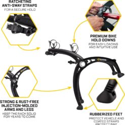 Saris Bones EX 2-Bike Trunk Rack Bicycle Carrier, Durable, Rust-Free, Anti-Sway Straps