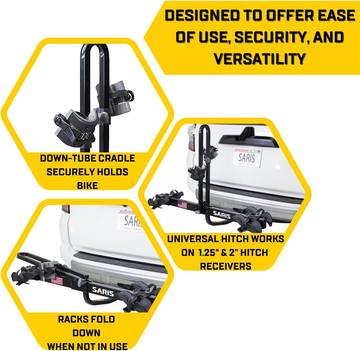 Saris Freedom 2-Bike Hitch Rack – Universal Fit for All Bike Types, 1¼" & 2" Receivers, 120 lb Capacity