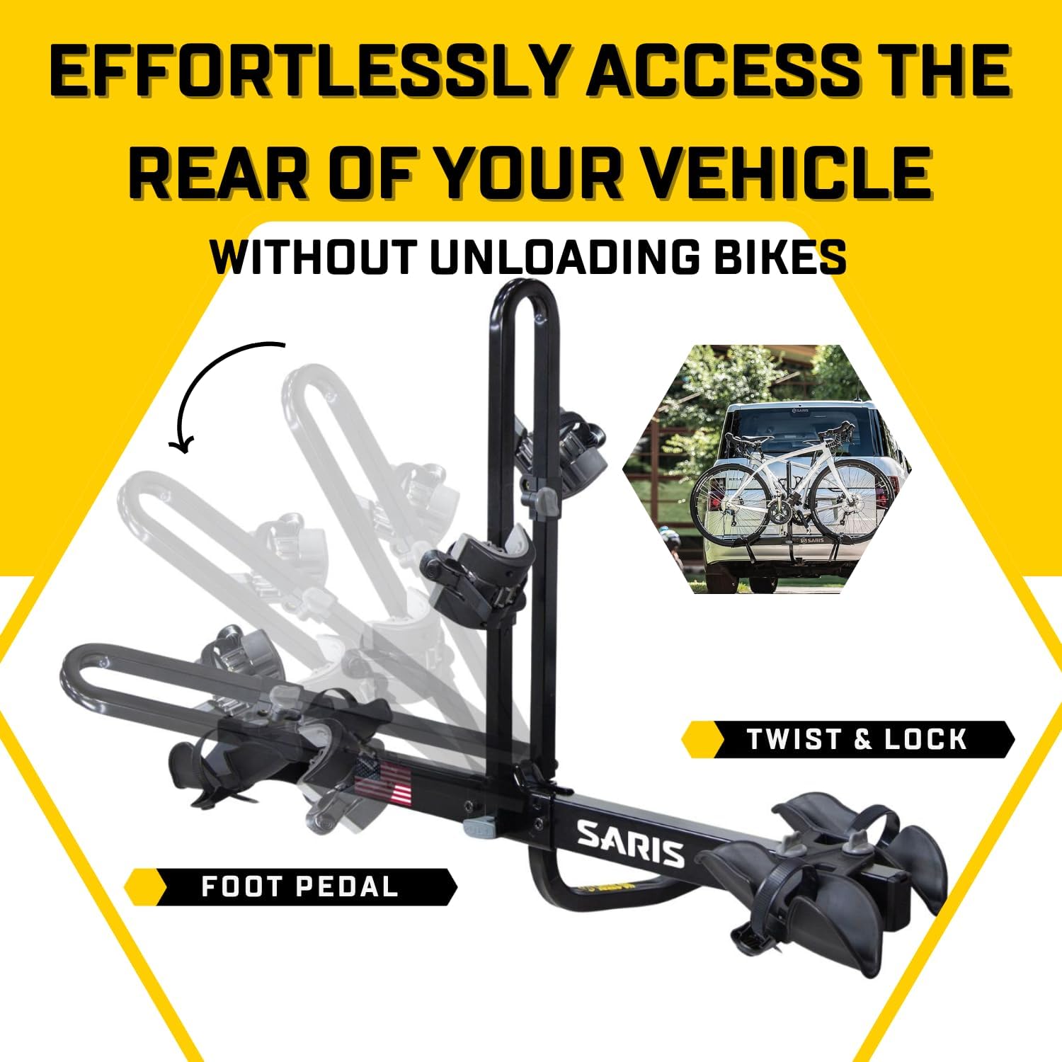 Saris Freedom 2-Bike Hitch Rack – Universal Fit for All Bike Types, 1¼" & 2" Receivers, 120 lb Capacity