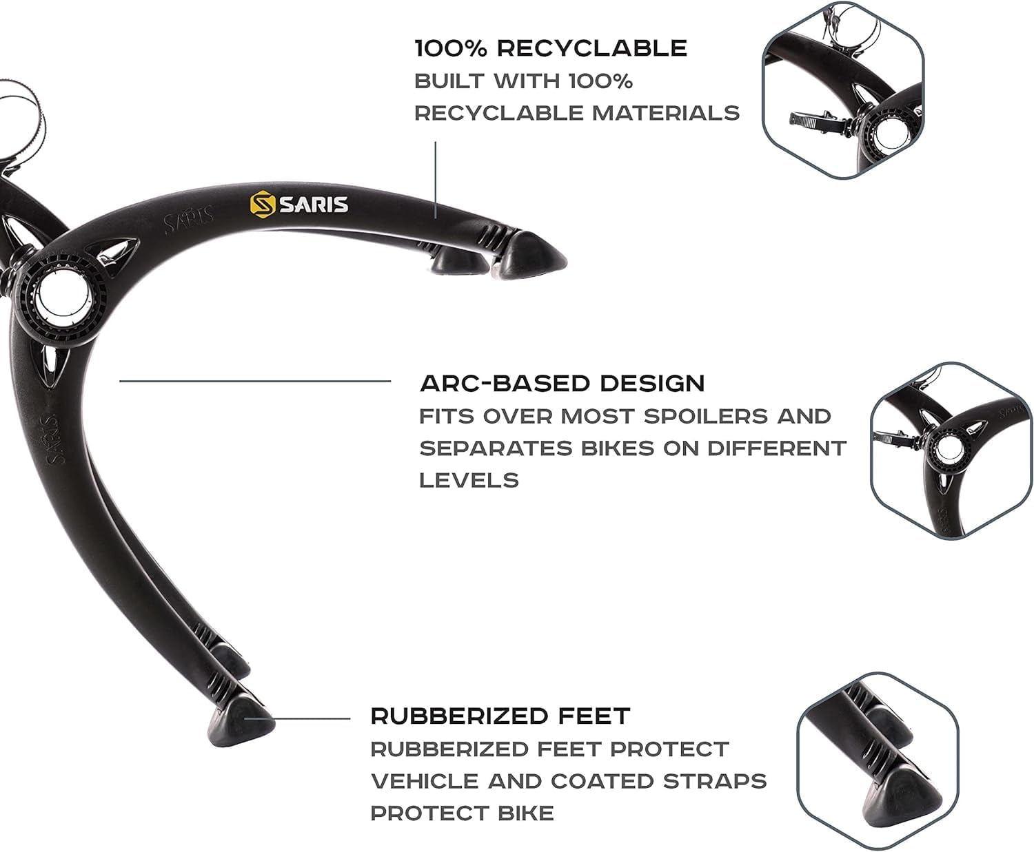 Saris Bones 3-Bike Trunk Rack Bicycle Carrier, Durable, Rust-Free, Anti-Sway Straps, Fits Most Vehicles
