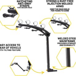 Saris Bones 4-Bike Hitch Rack Bicycle Carrier, with Easy Fold Design and Tilting Base