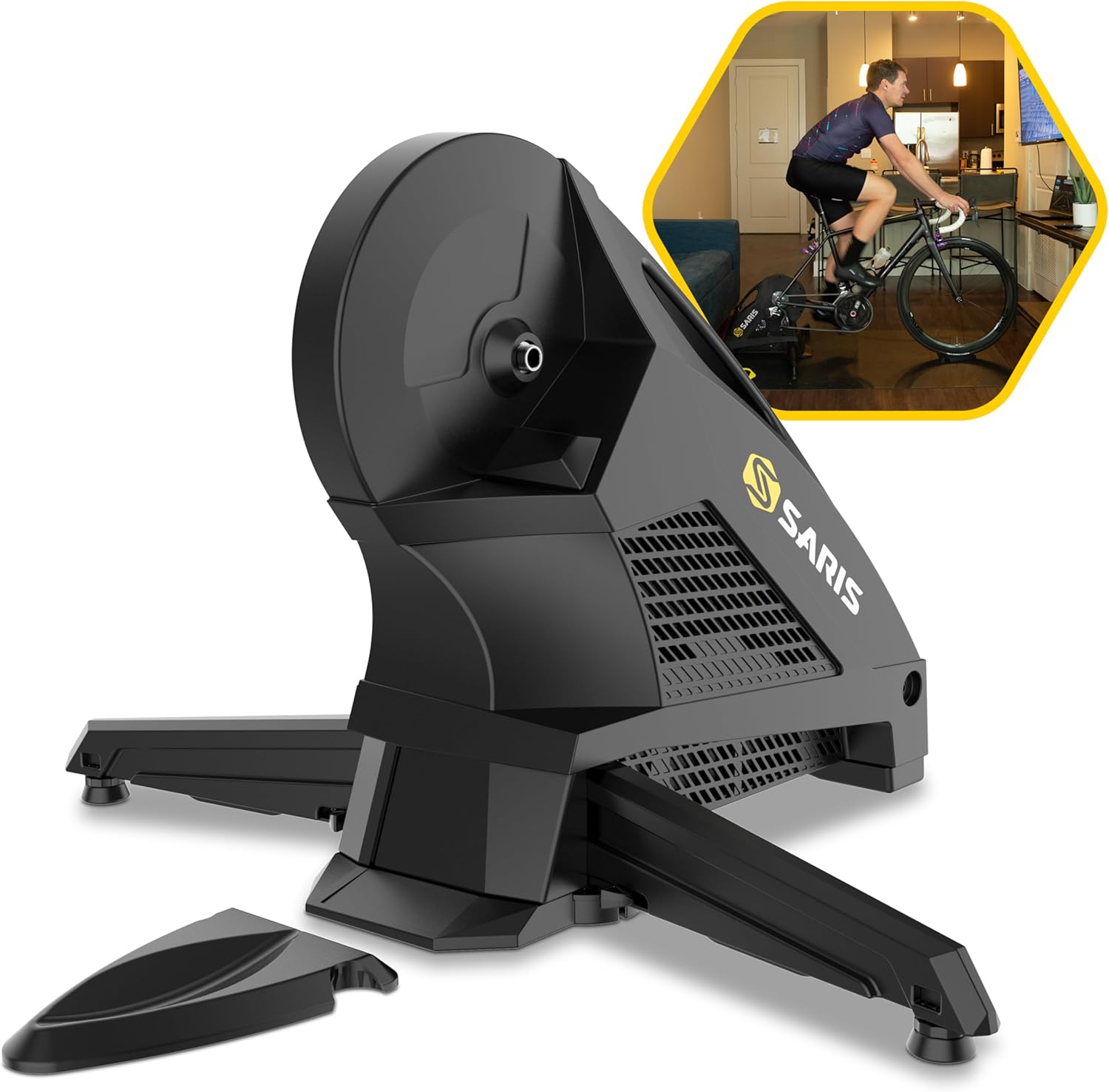 Saris - H3 Series Smart Indoor Bike Trainer, Quietest Ever at 59 dB, Compatible with 12-Speed Drivetrains, Includes Virtual Training App Subscription