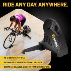 Saris - H3 Series Smart Indoor Bike Trainer, Quietest Ever at 59 dB, Compatible with 12-Speed Drivetrains, Includes Virtual Training App Subscription
