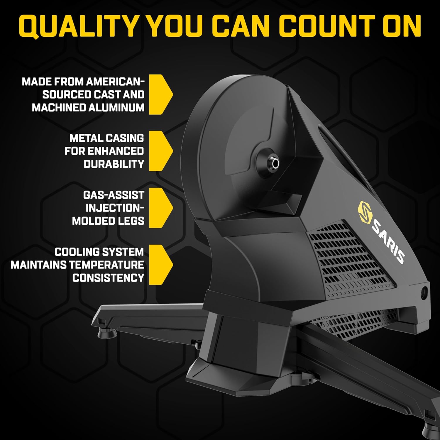 Saris - H3 Series Smart Indoor Bike Trainer, Quietest Ever at 59 dB, Compatible with 12-Speed Drivetrains, Includes Virtual Training App Subscription