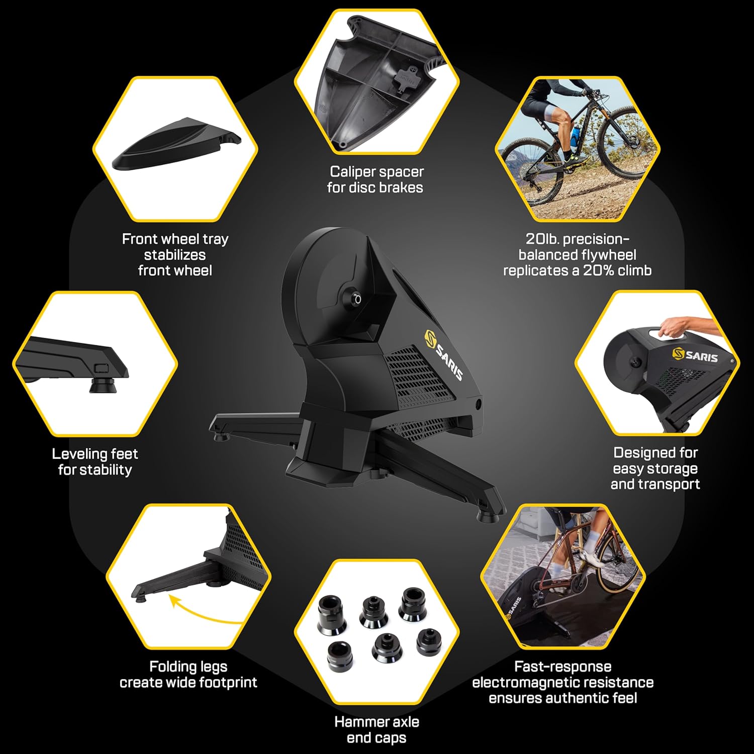 Saris - H3 Series Smart Indoor Bike Trainer, Quietest Ever at 59 dB, Compatible with 12-Speed Drivetrains, Includes Virtual Training App Subscription