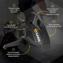 Saris - H3 Series Smart Indoor Bike Trainer, Quietest Ever at 59 dB, Compatible with 12-Speed Drivetrains, Includes Virtual Training App Subscription