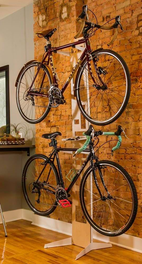 Saris The Hottie Two Bike Home Storage Stand – Freestanding, Stylish Bike Rack – Holds 2 Bikes up to 35 lbs Each