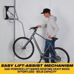 Saris Tip-Up Lift-Assist Bike Rack – Vertical Wall-Mounted Bike Storage with Spring-Assist Hoist