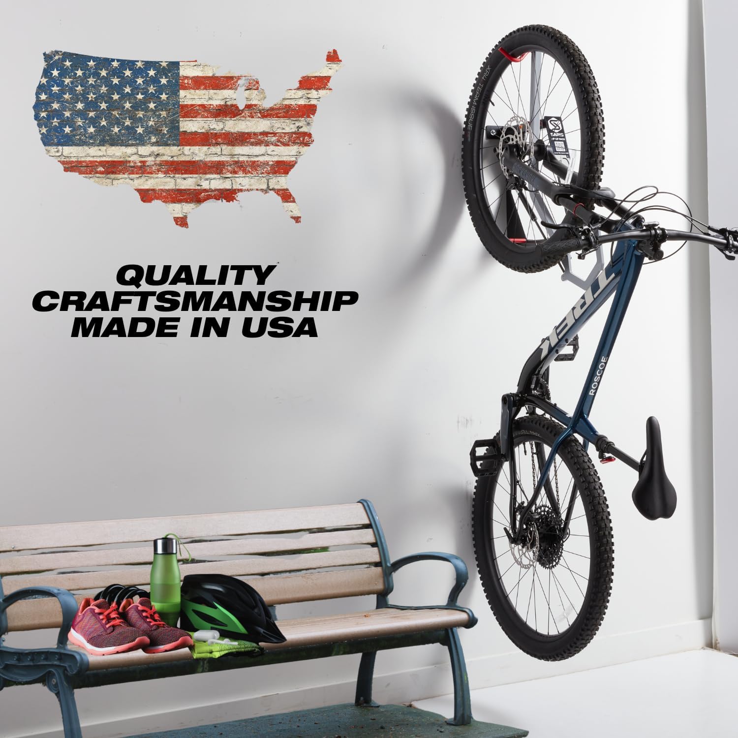 Saris Tip-Up Lift-Assist Bike Rack – Vertical Wall-Mounted Bike Storage with Spring-Assist Hoist