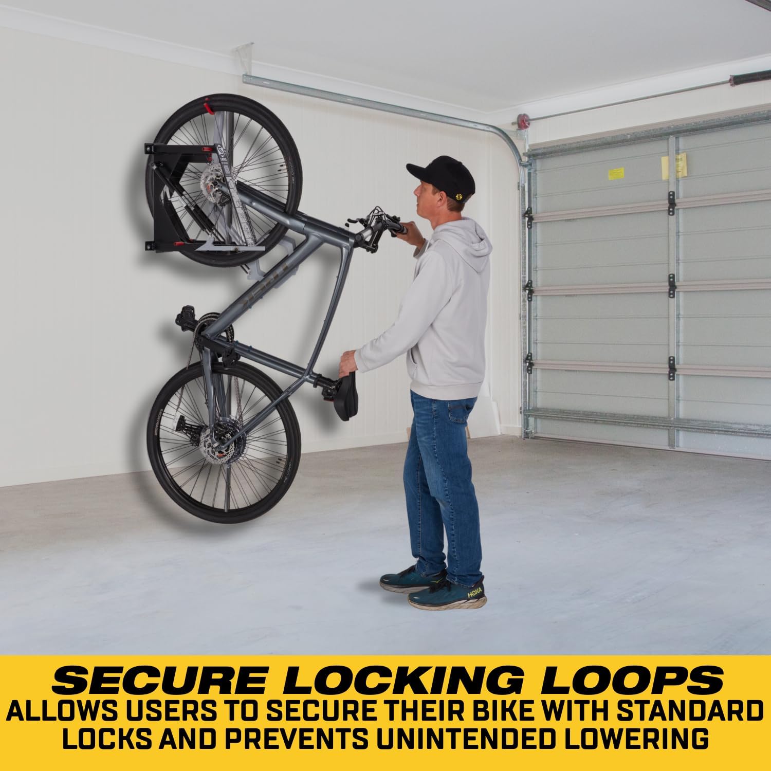 Saris Tip-Up Lift-Assist Bike Rack – Vertical Wall-Mounted Bike Storage with Spring-Assist Hoist