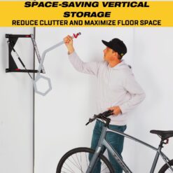 Saris Tip-Up Lift-Assist Bike Rack – Vertical Wall-Mounted Bike Storage with Spring-Assist Hoist