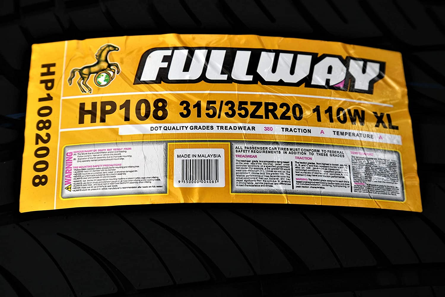 Pair of 2 Fullway HP108 315/35ZR20 315/35R20 110W XL High Performance a/s All Season Tires