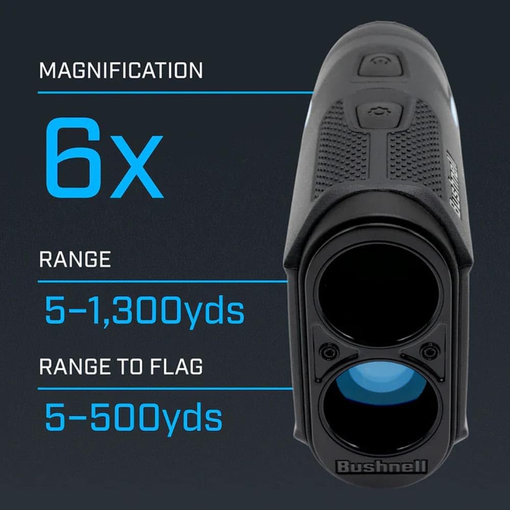 Bushnell Golf Tour V6 Shift Laser Rangefinder | Slope Compensation, PinSeeker, Magnetic Mount, 6X Magnification, 1300 Yard Range