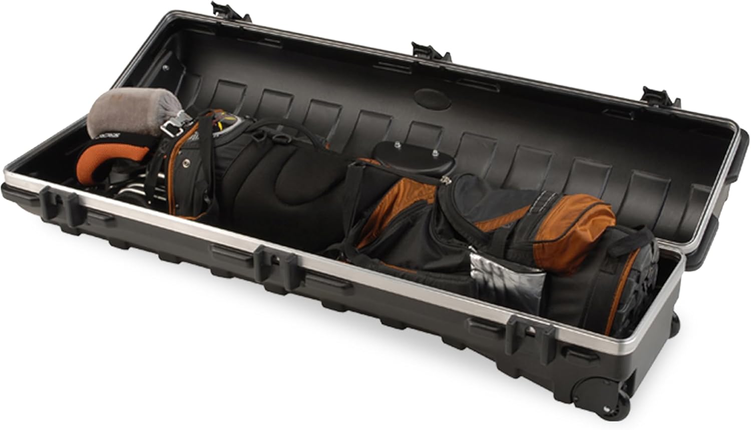 SKB Cases Deluxe ATA Hard Plastic Storage Wheeled Cart Golf Bag Travel Case, Small