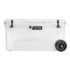 Original 110 Quart Ice Chest Heavy Duty High Performance Roto-Molded Commercial Grade Insulated Cooler with Wheels, White