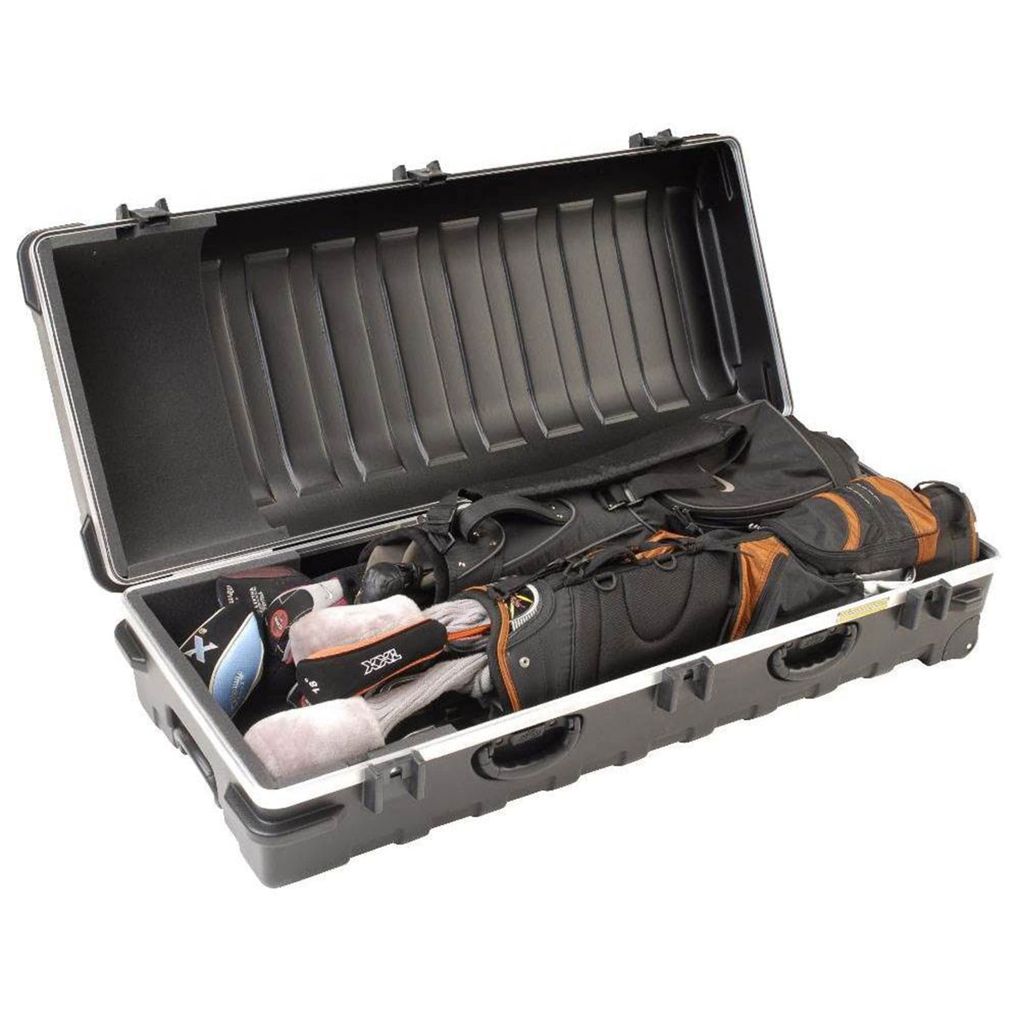 SKB Cases Deluxe ATA Hard Plastic Storage Wheeled Cart Golf Bag Travel Case, XXL