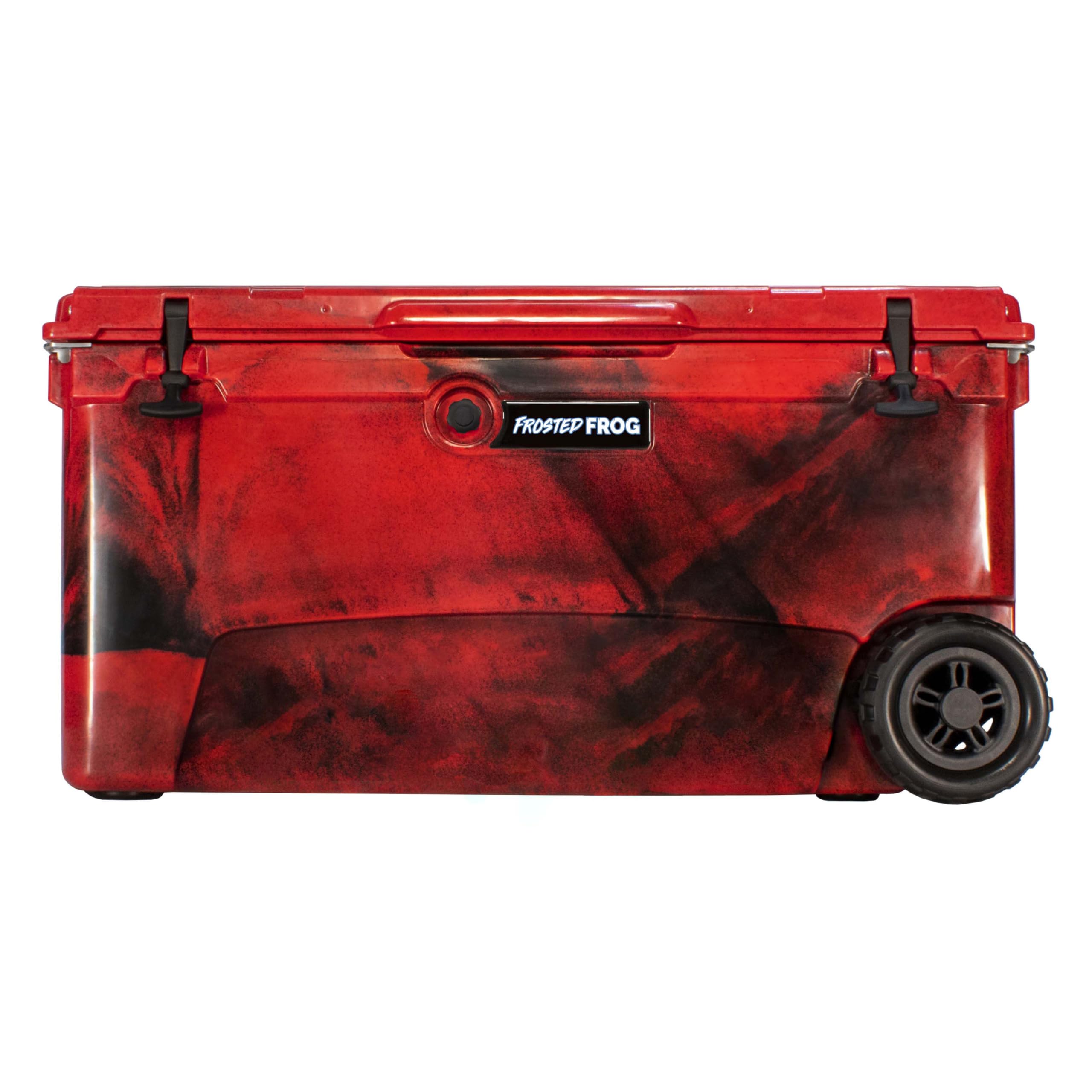 Original 110 Quart Ice Chest Heavy Duty High Performance Roto-Molded Commercial Grade Insulated Cooler with Wheels, Red Camo