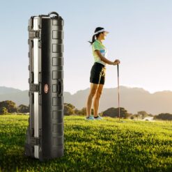 SKB Cases Deluxe ATA Hard Plastic Storage Wheeled Cart Golf Bag Travel Case, Small