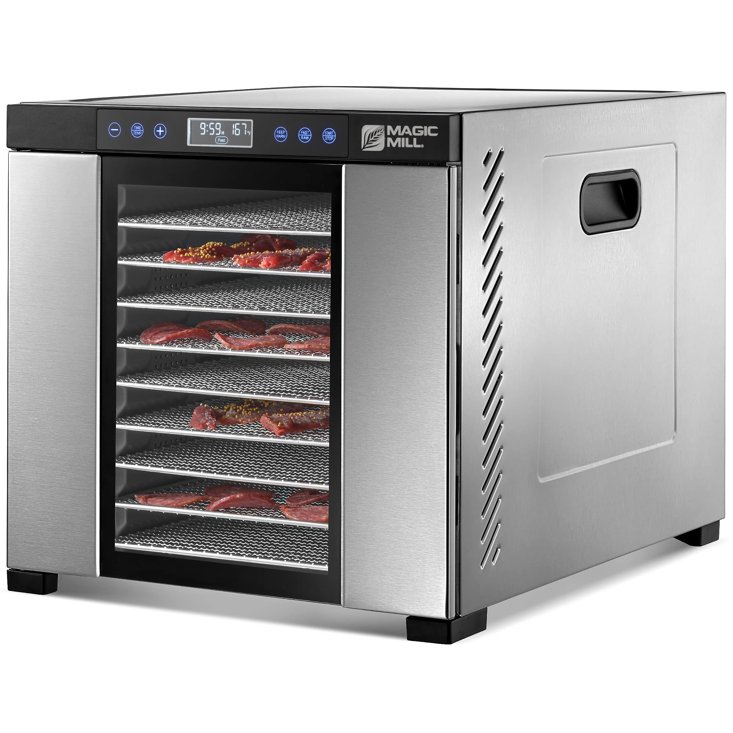 Magic Mill Food Dehydrator Machine, 11 Stainless Steel Trays, Adjustable Timer and Temperature Control, Safety Over Heat Protection