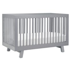 Babyletto Hudson 3-in-1 Convertible Baby Crib - Wooden Baby Bed with 4 Adjustable Mattress Heights - Strong &amp - Grey