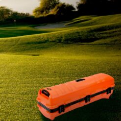 SKB Cases Deluxe ATA Hard Plastic Storage Wheeled Cart Golf Bag Travel Case, Extra Large - Orange