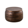 Modern Round Aluminum Hammered Embossed Texturing, Metal Drum Coffee Table with Removable Lid for Storage, Copper