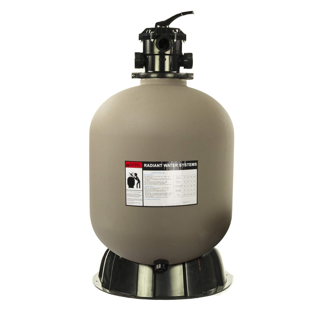 Rx Clear Radiant 24 Inch Sand Filter System | for In-Ground Swimming Pools Up to 33,000 Gallons | 6-Way Top Mount Filter Valve