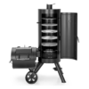Captiva Designs Charcoal Vertical Smoker Grill and Offset Smoker Grill Combo, Extra Large Outdoor Barrel BBQ Meat Smoker
