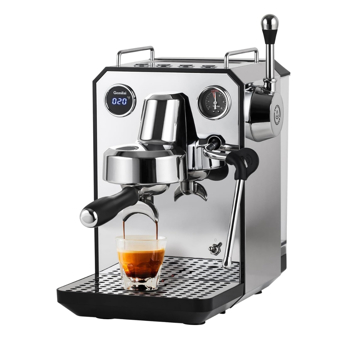 Gemilai Owl Espresso Machine, 15 Bar Professional Semi-Automatic Espresso Maker, G3006, Stainless Steel