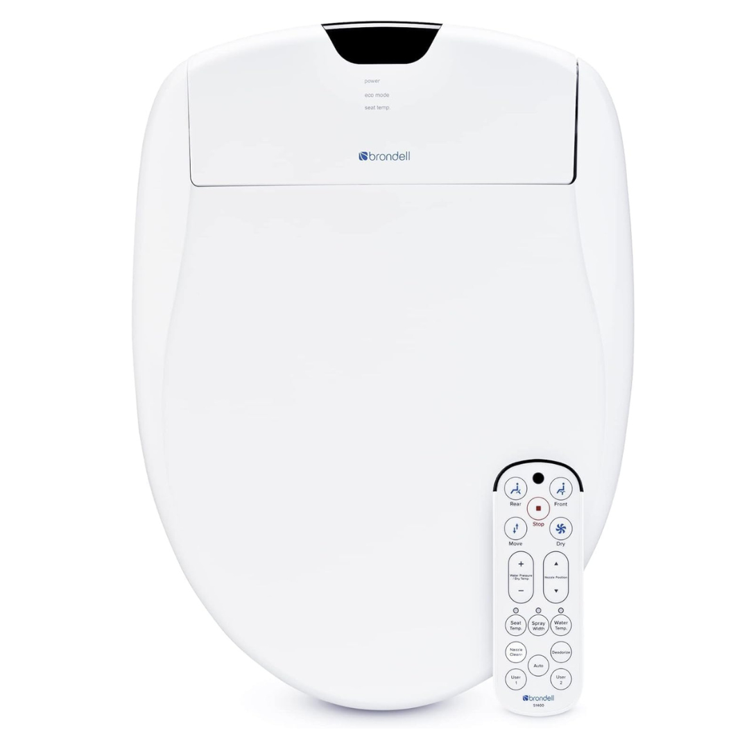 Brondell Bidet Toilet Seat S1400, Smart Toilet Seat, Dual Stainless-Steel, Self-Cleaning Nozzle, Elongated