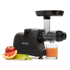 Omega Cold Press Juicer Machine, Vegetable and Fruit Juice Extractor and Nutrition System, Black