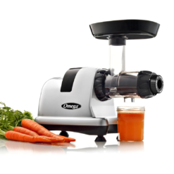 Omega Cold Press Juicer Machine, Vegetable and Fruit Juice Extractor and Nutrition System, Silver