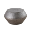 Modern Cylindrical Aluminum Hammered Embossed Texturing, Metal Drum Coffee Table with Removable Lid for Storage, Gray