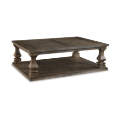 Signature Design by Ashley Johnelle Farmhouse Coffee Table with Weathered Gray Finish, Gray