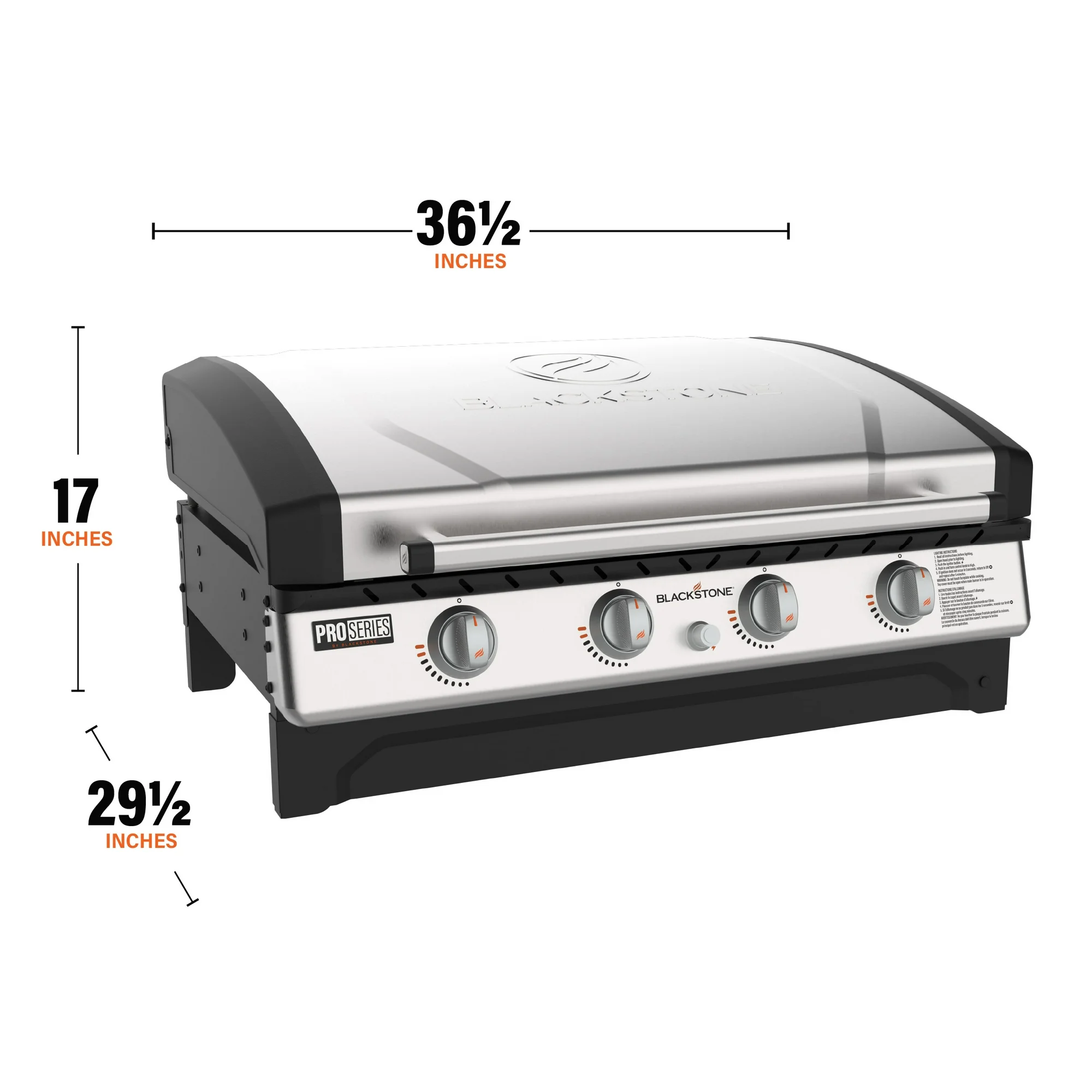 Blackstone Pro Series 4-Burner 36" Propane Omnivore Drop-in Outdoor Griddle with Hood - Image 12