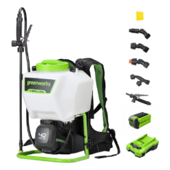 Greenworks 40V Cordless Backpack Sprayer (4 Gallon / 5 Tips / 25 FT Spray), 2.0Ah Battery and Charger Included