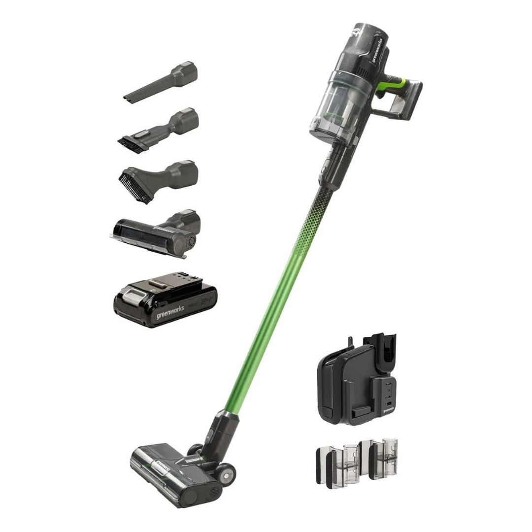 Greenworks 24V Deluxe Brushless (500W) Cordless Stick Vacuum (Green)
