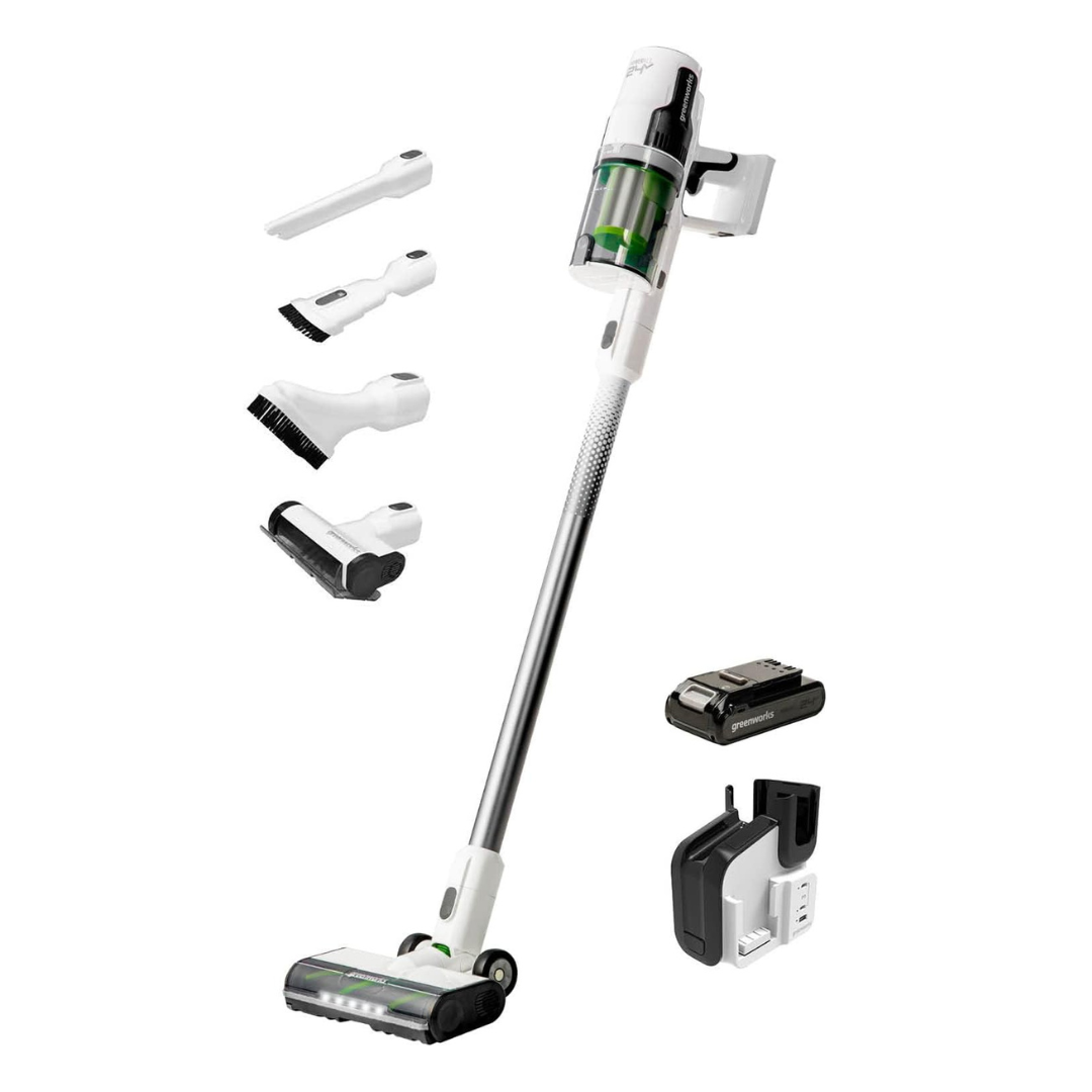 Greenworks 24V Deluxe Brushless (500W) Cordless Stick Vacuum (White)