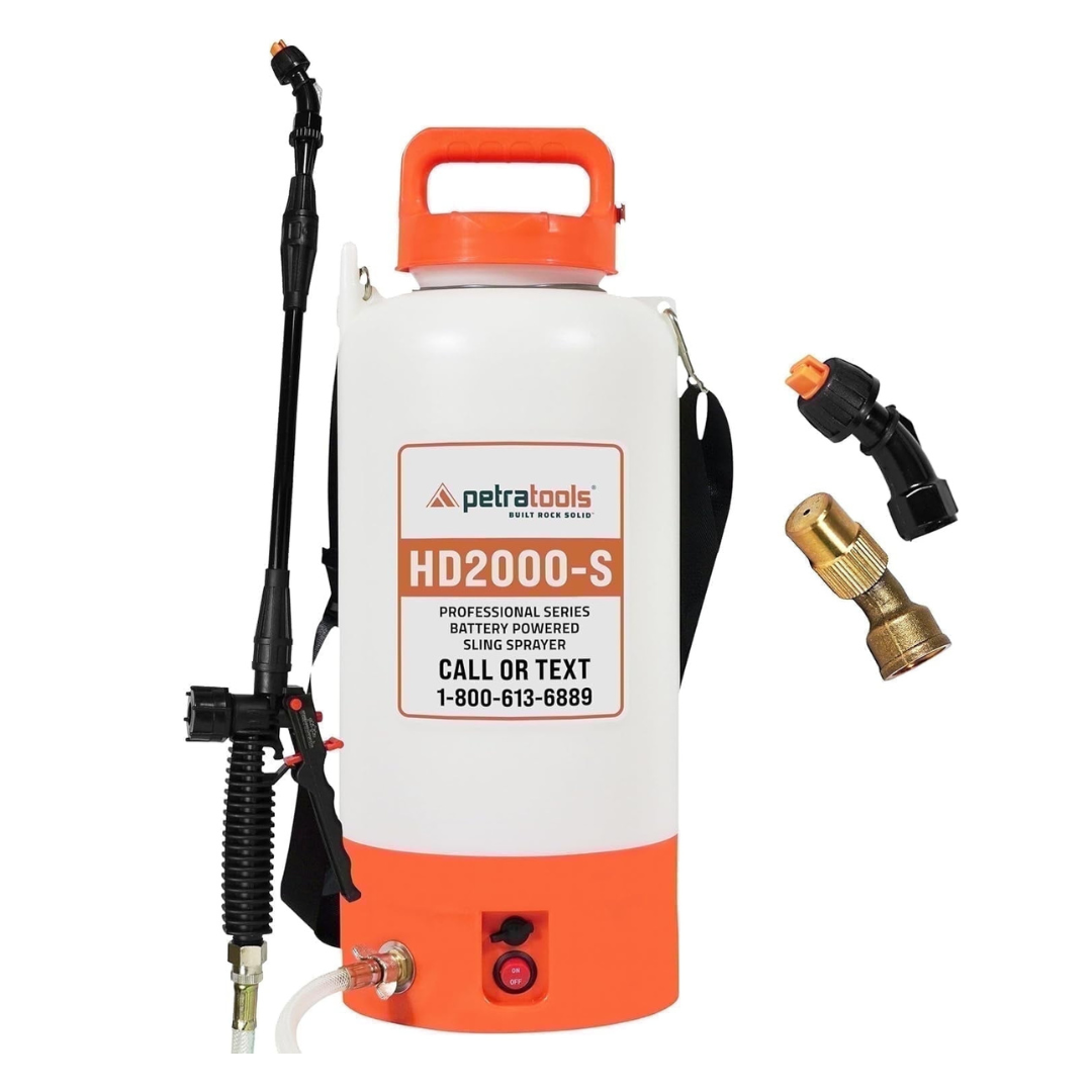 Petratools HD1000-S Rechargeable Electric Sprayer, 2-Gallon Pesticide Sprayer for Weed Control