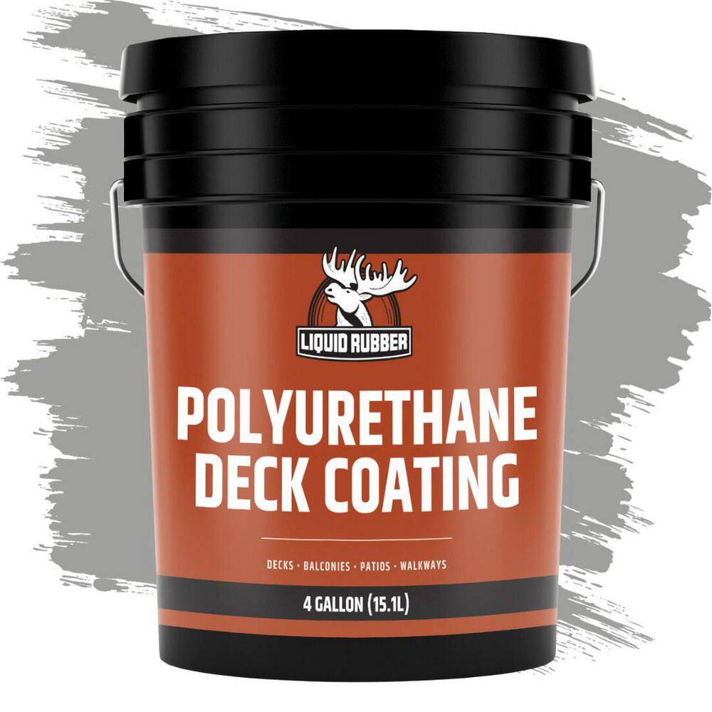 Liquid Rubber Polyurethane Deck Coating – 10X Stronger Than Traditional Deck Paint & Deck Stain – Smooth Finish – Misty Grey – 4 Gallon